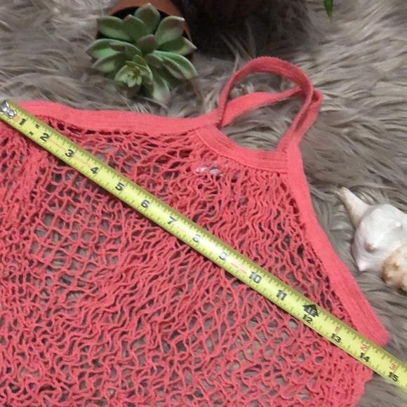 Cotton Mesh Shoppers Tote-Eco Friendly-Coral Pink-Used 1x-Washed-EUC - Picture 8 of 11